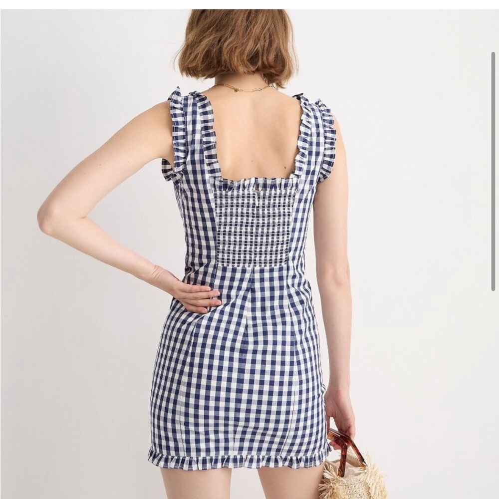 J. Crew Navy and White Checkered Mini Dress